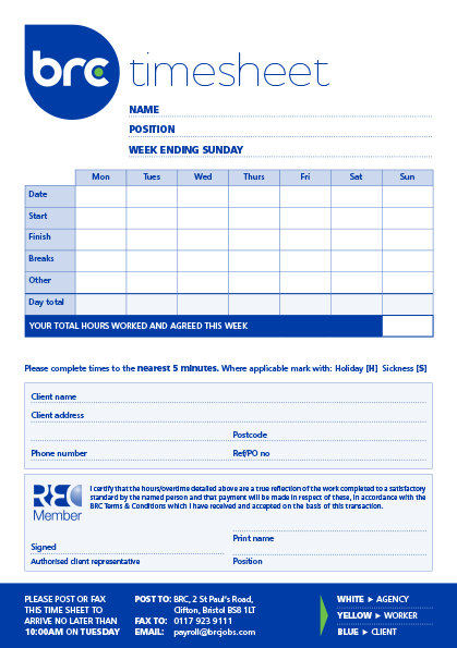 Form Timesheet BRC